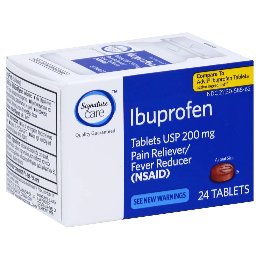 Signature Care Ibuprofen Usp 200 mg Pain Reliever Fever Reducer Tablets (24 ct)