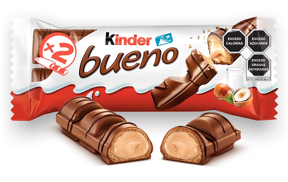 Kinder Bueno · Barras de chocolate cruji cremosa, avellana-chocolate con leche (2 un)