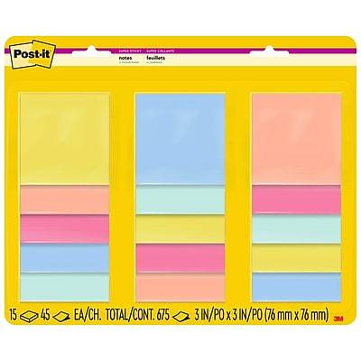 Post-it Super Sticky Notes, 3 x 3, Summer Joy Collection, 45 Sheet/Pad, 15 Pads/Pack (654-15SSJOY)