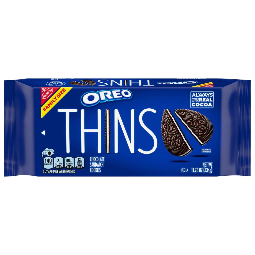 Nabisco Oreo Thins Family Size Sandwich Cookies (chocolate)