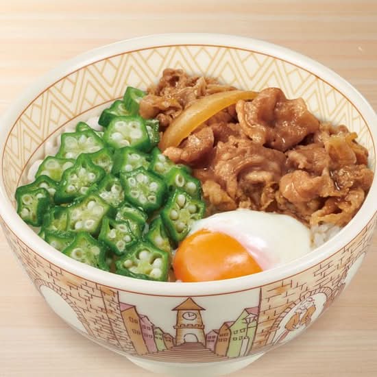 牛まぜのっけ朝弁　Stir & Top Rice Bowl w/ Beef, Soft-Boiled Egg and Okura