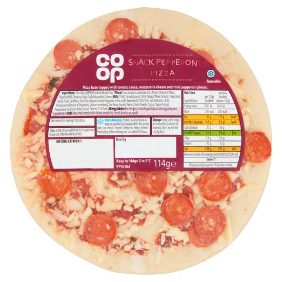 Co-op Snack Pepperoni Pizza (114g)