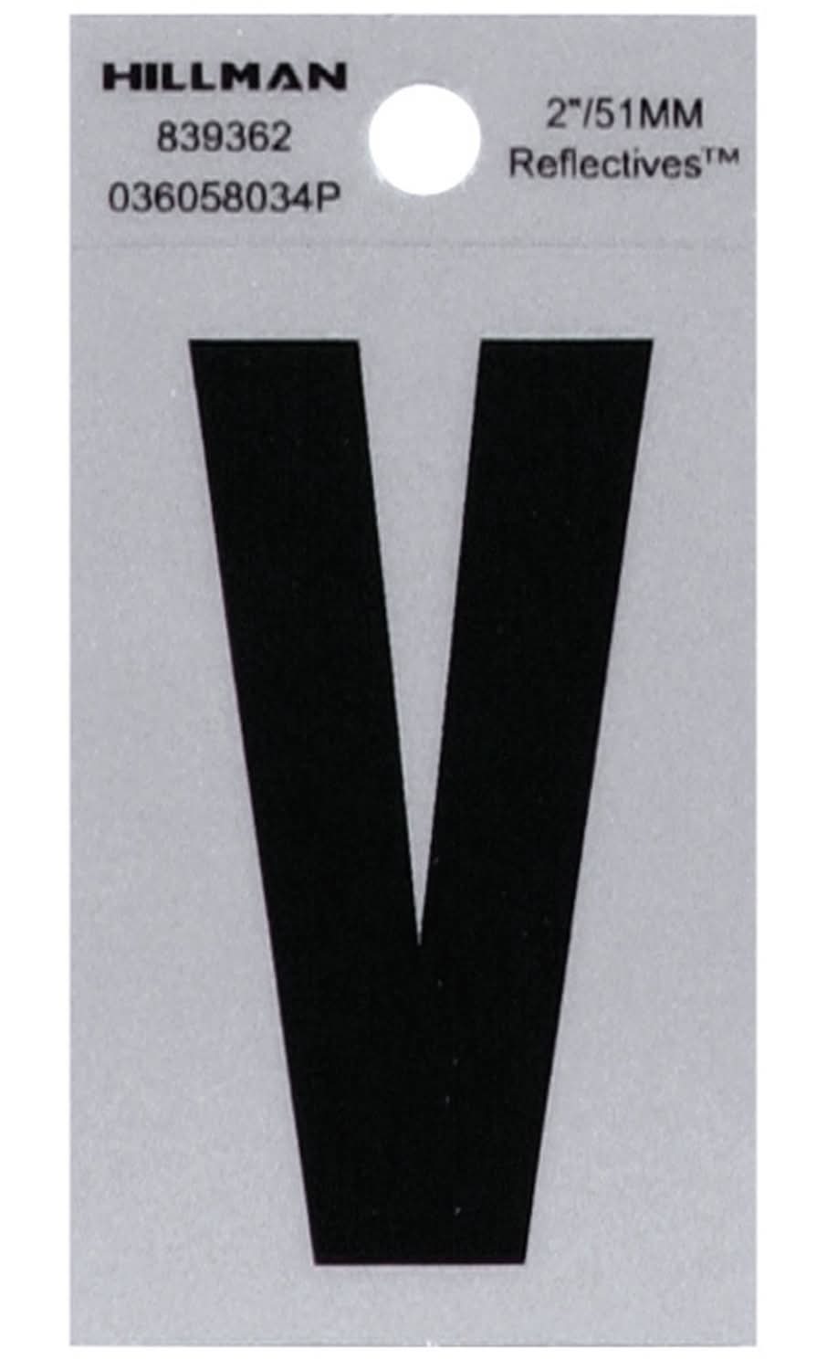 Hillman 2 In. Reflective Black Vinyl Self-Adhesive Letter V 1 Pc