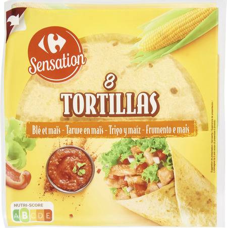 Tortillas blé & maïs CARREFOUR SENSATION - le paquet de 8 - 320g