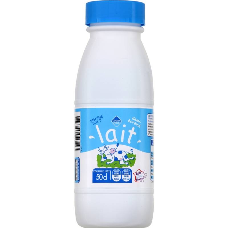 Leader Price - Lait demi-écrémé (500 ml)