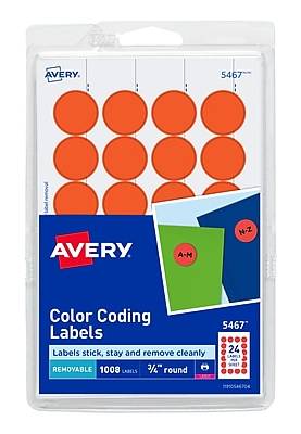 Avery Easy Peel Laser Color-Coding Labels, 3/4 Dia, Neon Red, 1,008 Labels/Pack (5467)