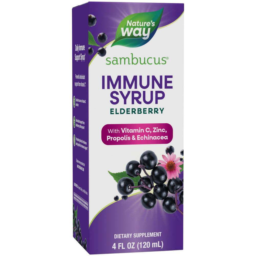Sambucus Immune Syrup With Elderberry, Echinacea, Zinc & Vitamin C (4 Fluid Ounces)