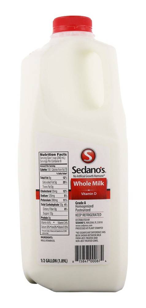 Sedano's Vitamin D Grade a Whole Milk (1.89 L)