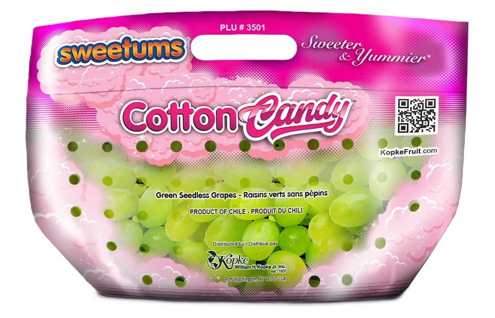 Fresh Cotton Candy Seedless Green Grapes in Bag