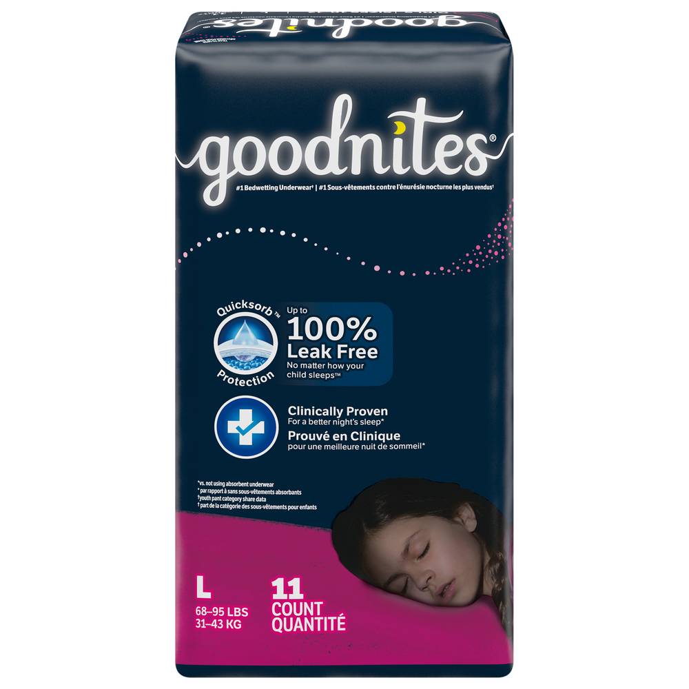 GoodNites Girls Nighttime Underwear Size L 10-12 (1.25 lbs)