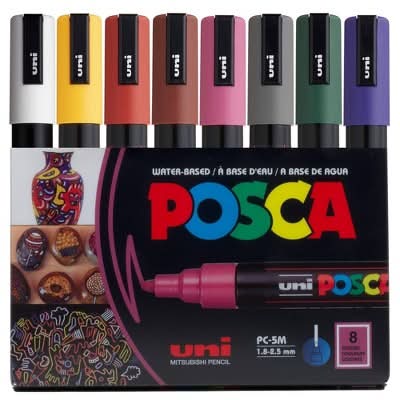 Uniball Pc-5M Water Based Paint Medium Tip Markers, 1.8-2.5 mm, Assorted (8 ct)