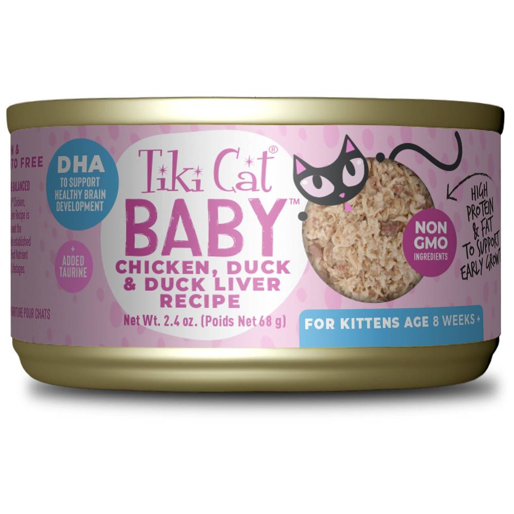 Tiki Cat Baby Kitten Wet Cat Food - 2.4oz, Natural (Flavor: Chicken & Duck)