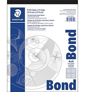 Staedtler Graph Pad, 8.5 x 11, Graph Ruled, White, 50 Sheets/Pad (937 811P4)