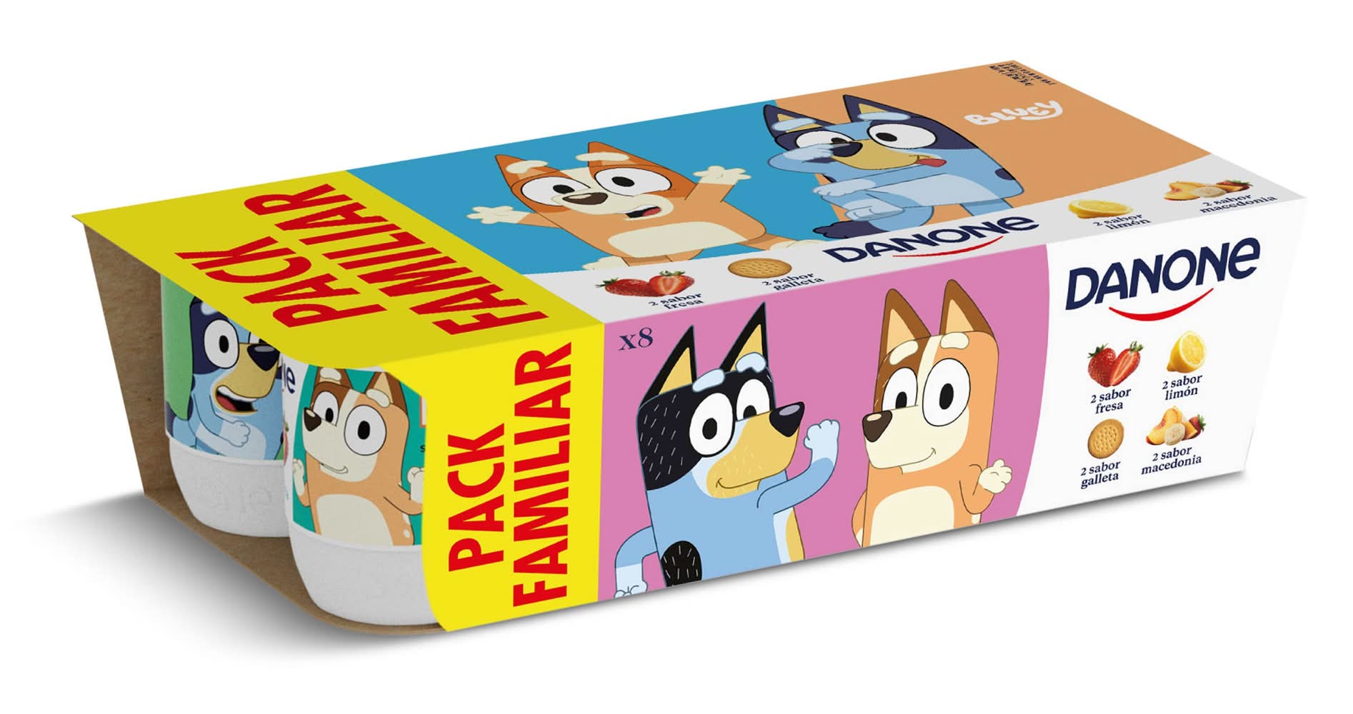 Yogur Sabor Fresa, Macedonia, Limón Y Galleta Danone Pack 8 X 120 G