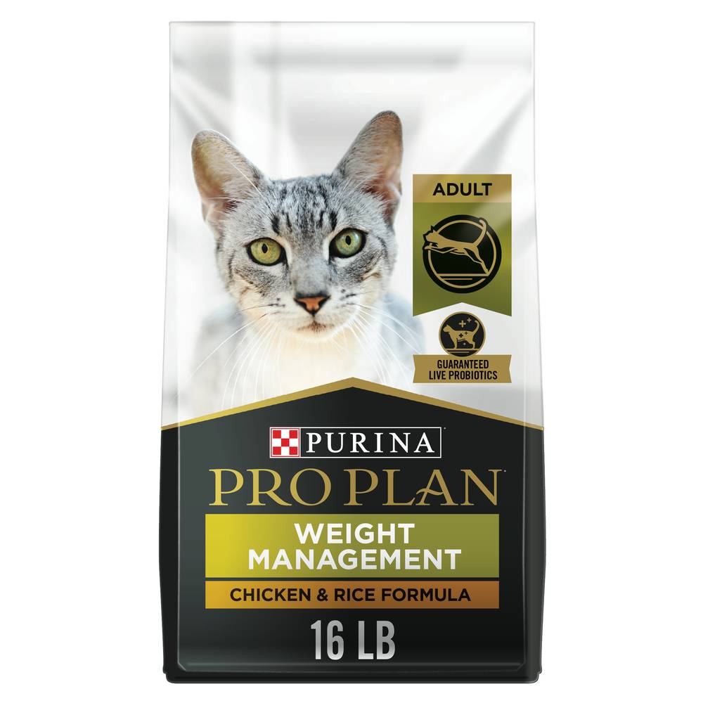 Purina Pro Plan Weight Management Adult Dry Cat Food, Chicken, Rice (16 lbs)