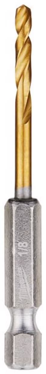 Milwaukee Shockwave 1/8 In. X 2.62 In. L Titanium Red Helix Drill Bit Hex Shank 2 Pc