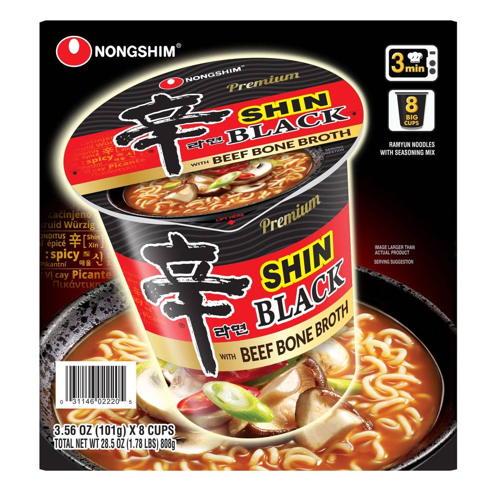 Nongshim Shin Black Premium Noodle Soup Cups (spicy)