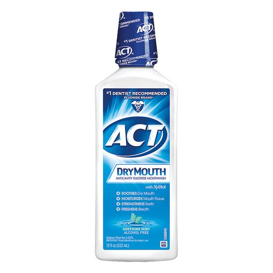 Act Dry Mouth Anticavity Fluoride Soothing Mint Mouthwash