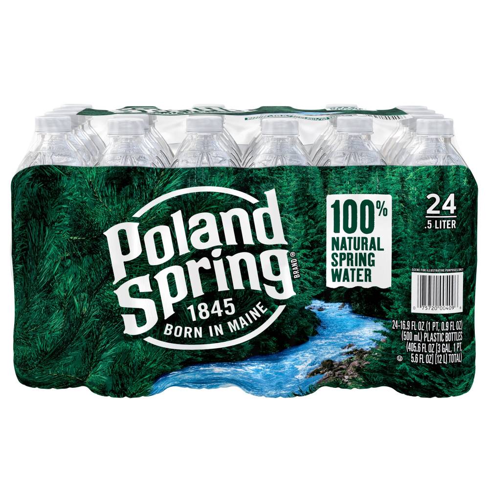 Poland Spring 100% Natural Spring Water Plastic Bottle, 24 ct, 16.9 oz