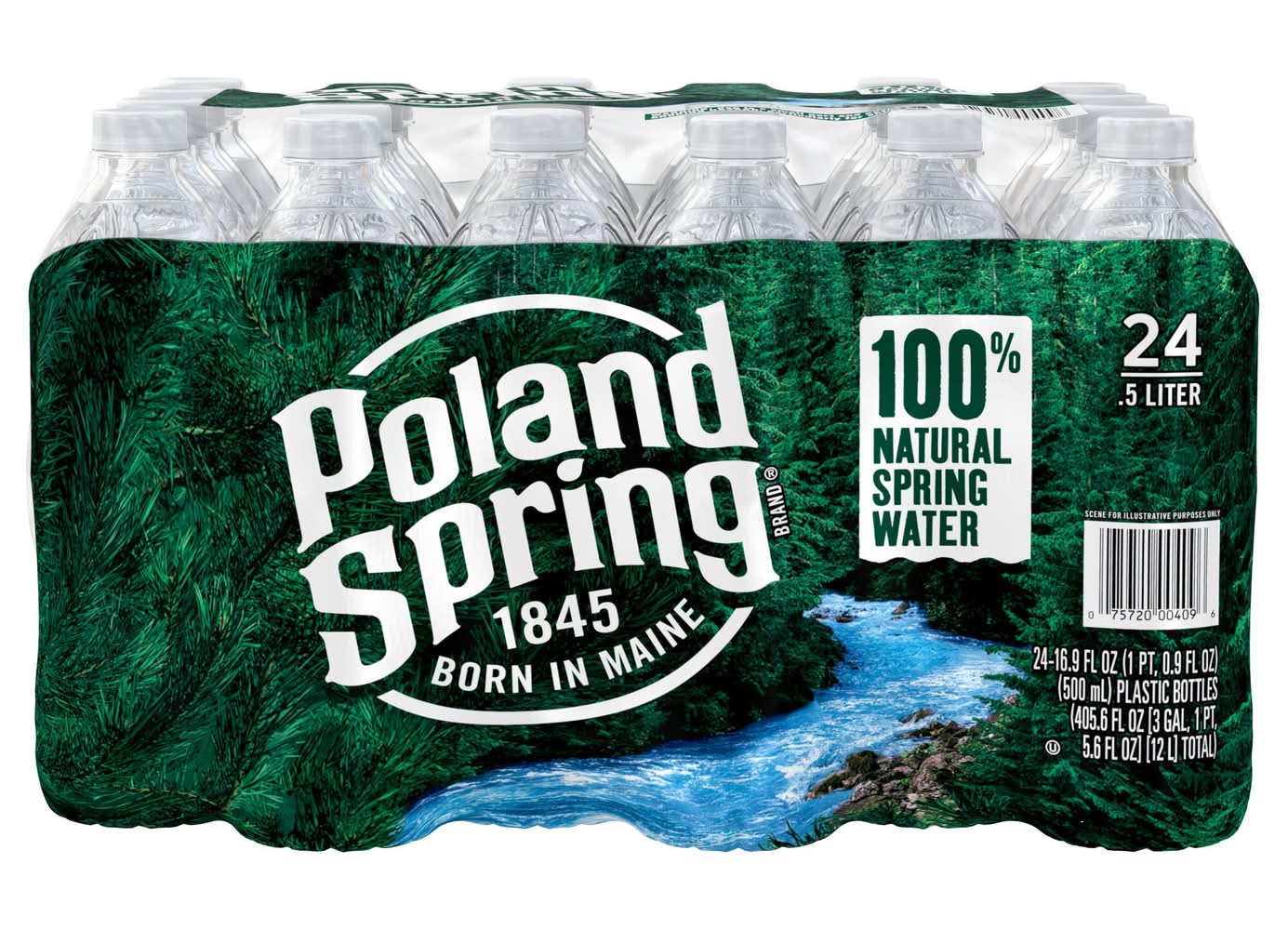 Poland Spring 100% Natural Spring Water Plastic Bottle, 24 Ct, 16.9 Oz