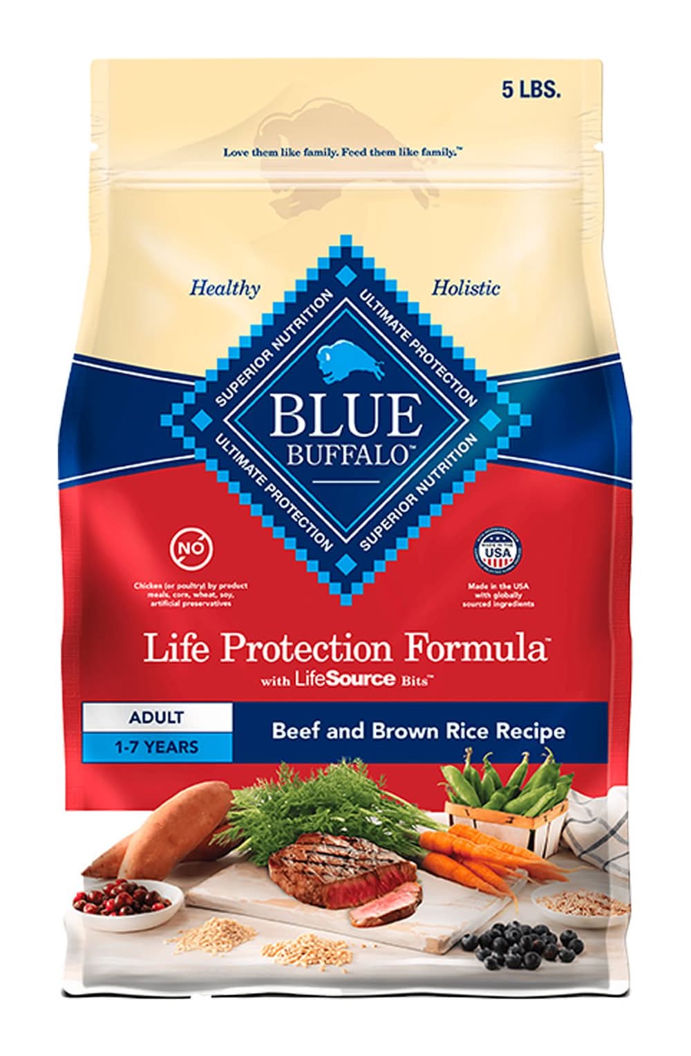 Blue Buffalo Life Protection Formula Beef & Brown Rice Adult Dry Dog Food (Size: 5 Lb)