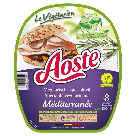 Aoste - Le végétarien spécialité savoureuses tranches végétales aux saveurs méditerranéennes, 8 pcs