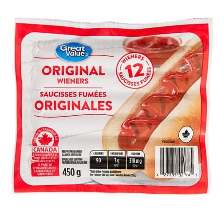 Great Value Original Wieners (450 g, 12 ct)