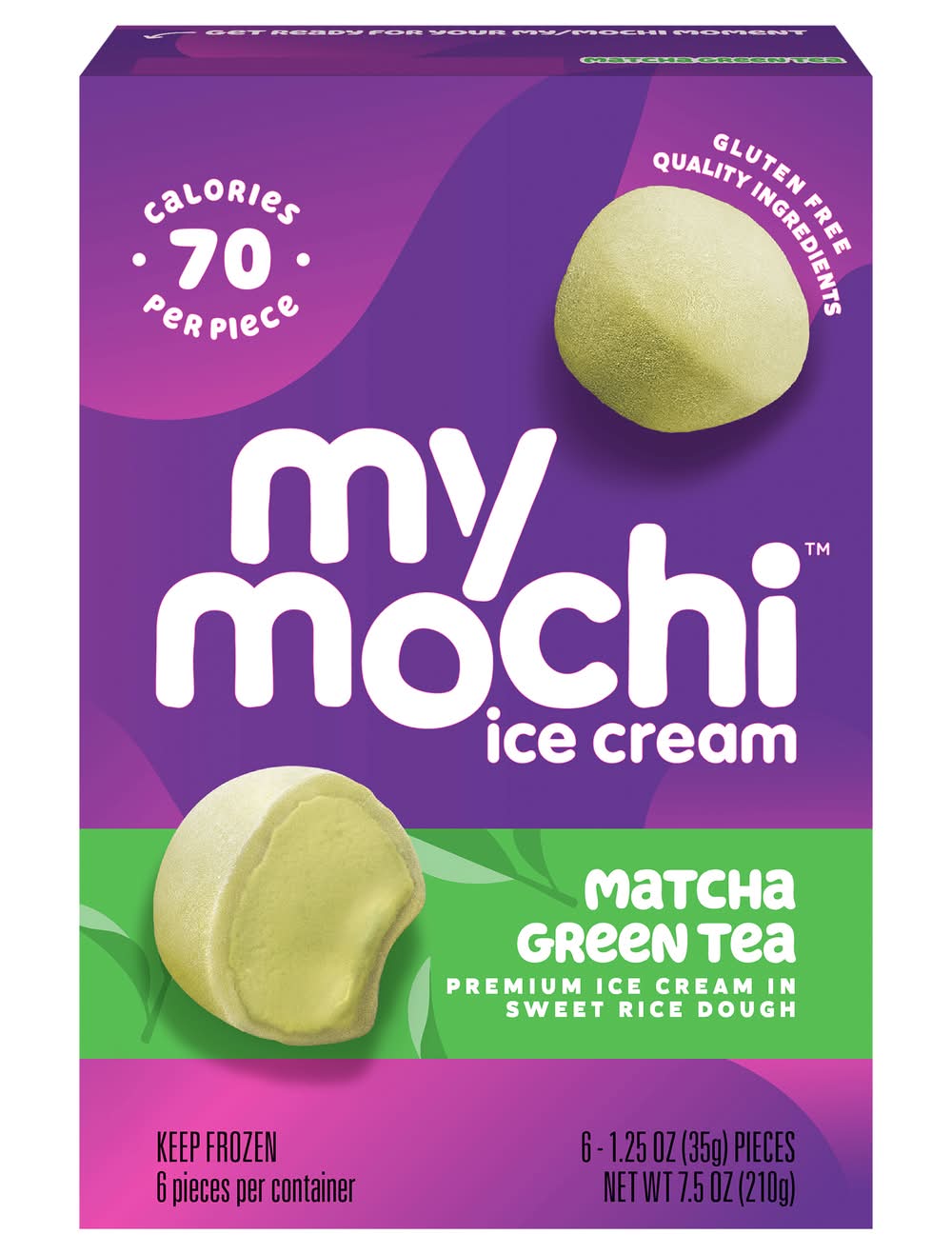 My/Mochi Premium Ice Cream, Matcha Green Tea (6 x 1.25 oz)