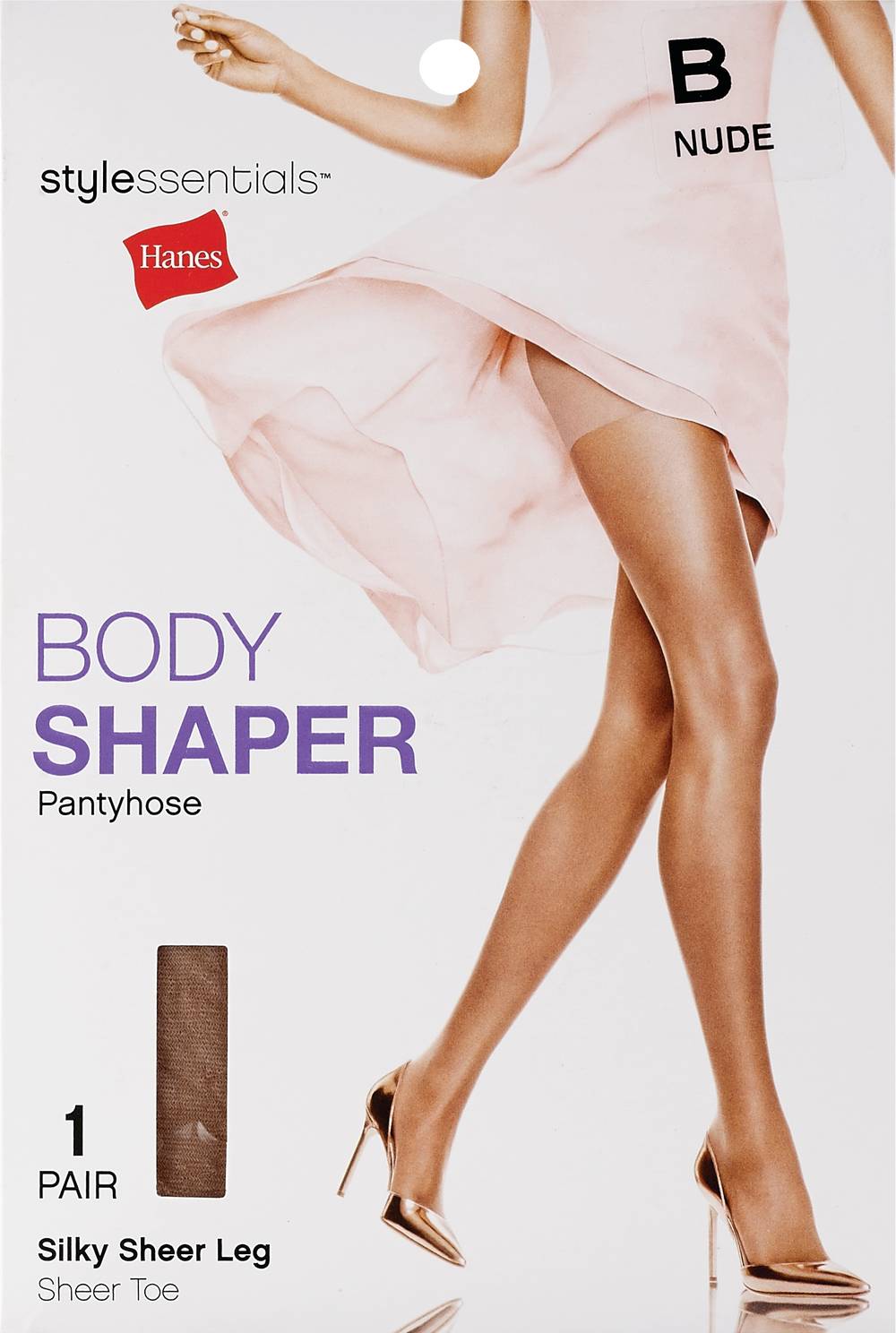 Style Essentials By Hanes Body Shaper Pantyhose, Nude, Size B