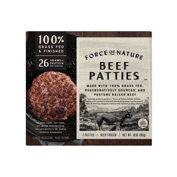 Force Of Nature 100% Grass Fed And Finished Beef Patties