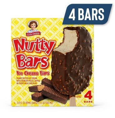 Little Debbie Nutty Frozen Ice Cream Bars, Peanut Butter (3 fl oz, 4 ct)