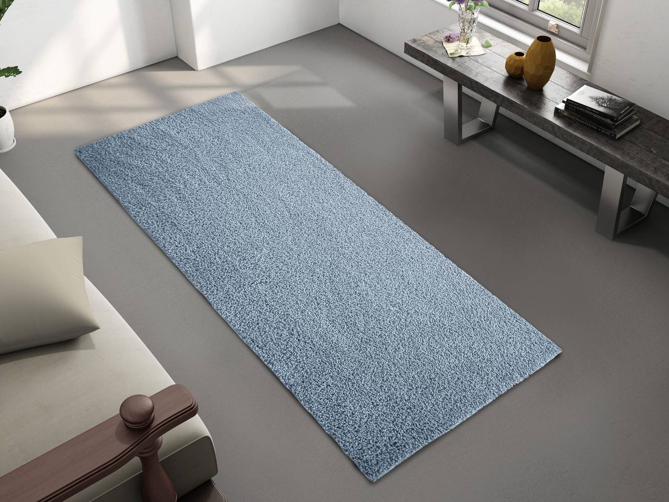 Style Selections Indoor Solid Runner Rug ( 2 x 7 ft /smoke blue)