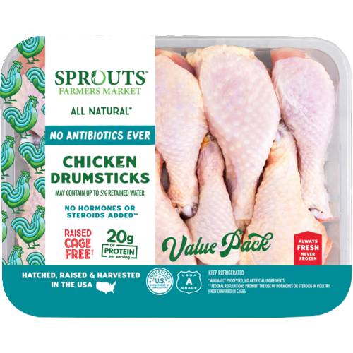 Sprouts Chicken Drumsticks Value Pack No Antibiotics Ever (Avg. 4.5lb)