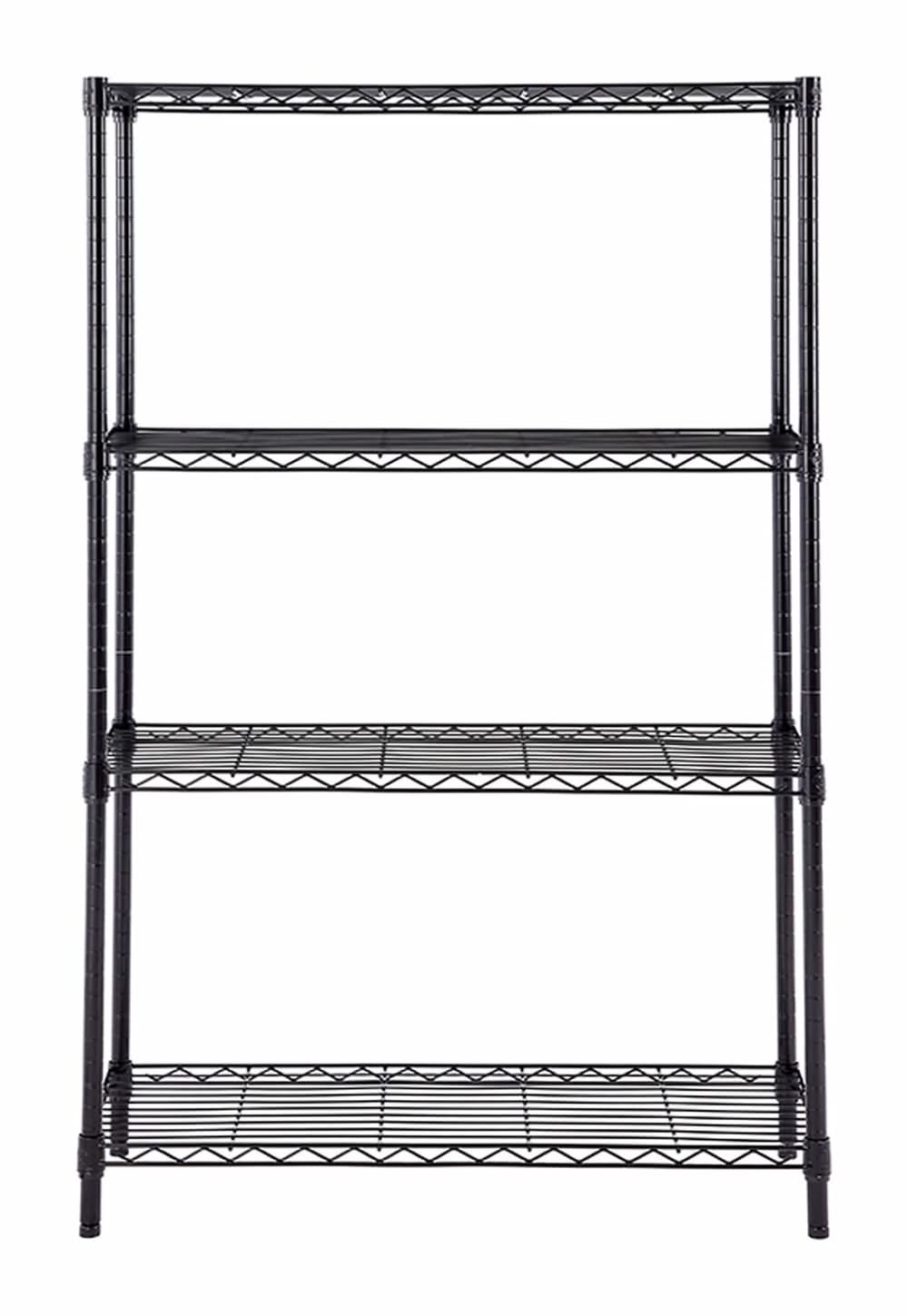Style Selections 4 -Tier Black Metal Utility shelving unit with Wire Shelves ( 35.7-in W x 14-in D x 53-in H )