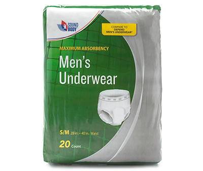 Men's S/M Protective Underwear, 20-Count