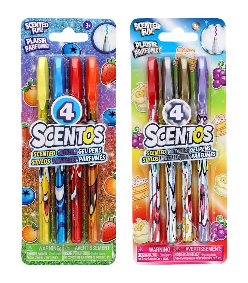Scentos Scented Glitter & Metallic Gel Pens, Assorted (2 x 4 ct)