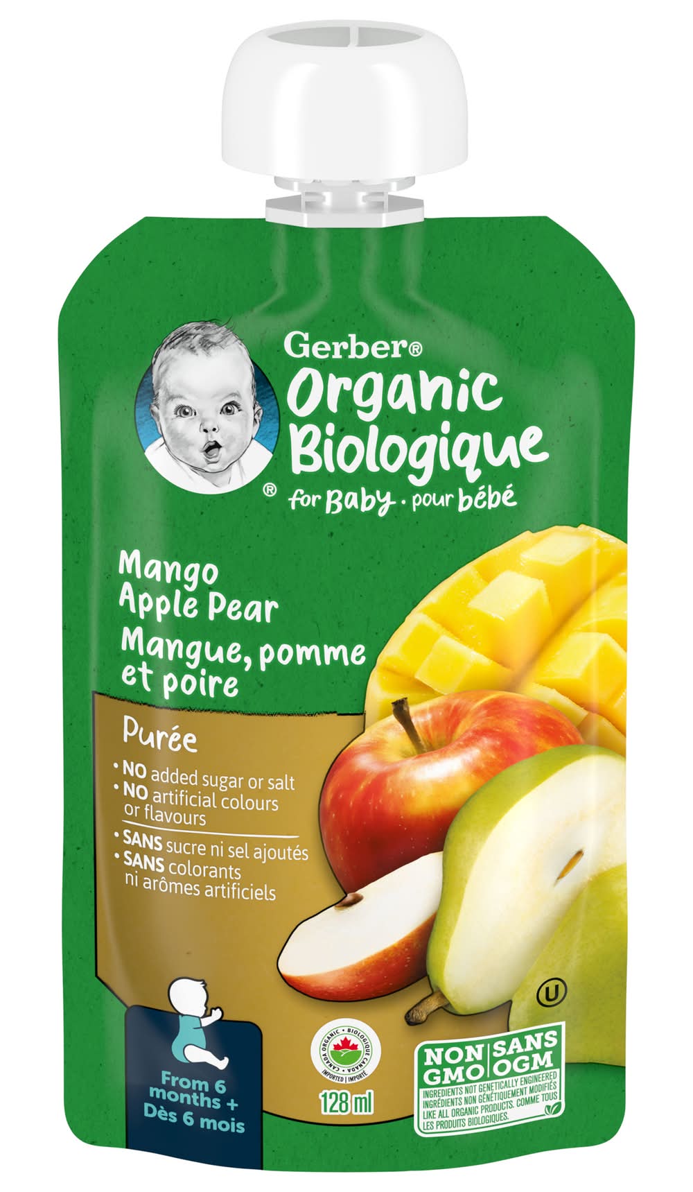 Gerber purée biologique dès 6 mois (mangue - pomme - poire)