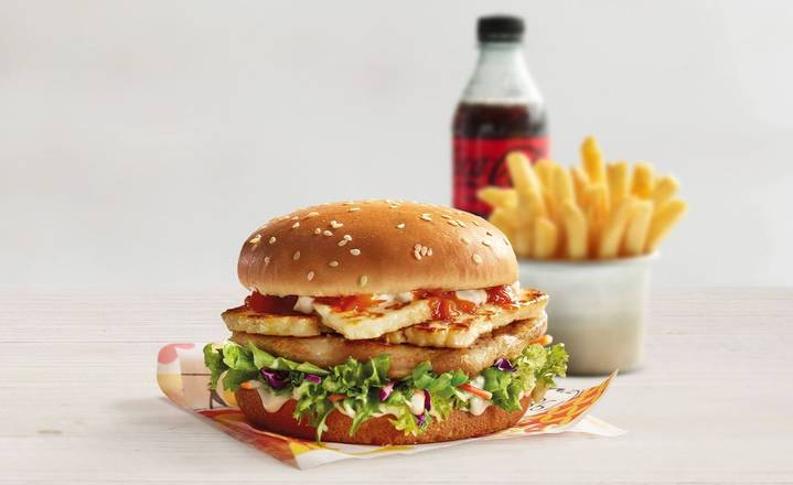 Halloumi and Chicken Burger Meal
