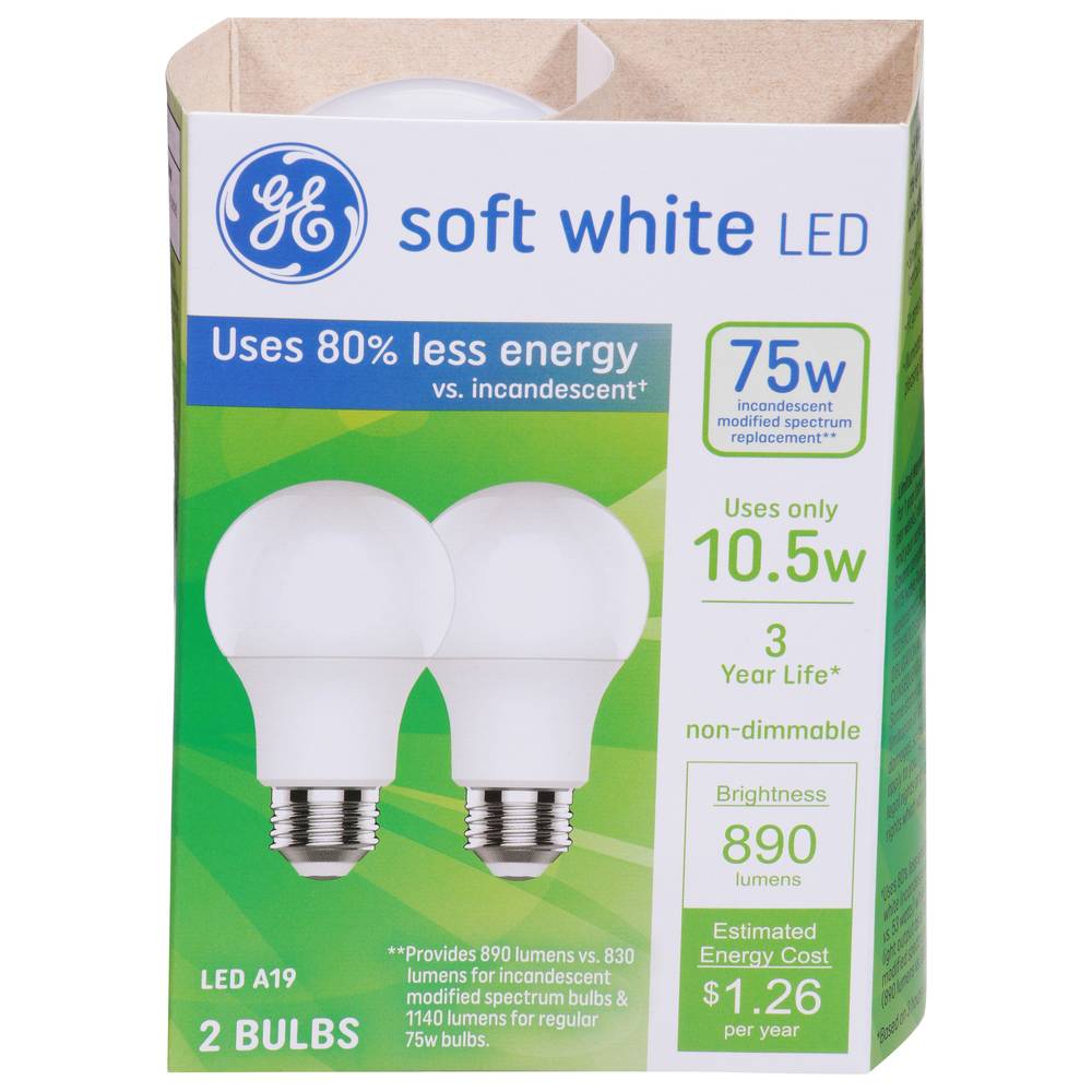 General Electric Led Light Bulbs, Soft White (2 ct)