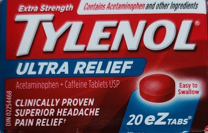 Tylenol Ultra Relief Acetaminophen + Caffeine Tablets (20 units)
