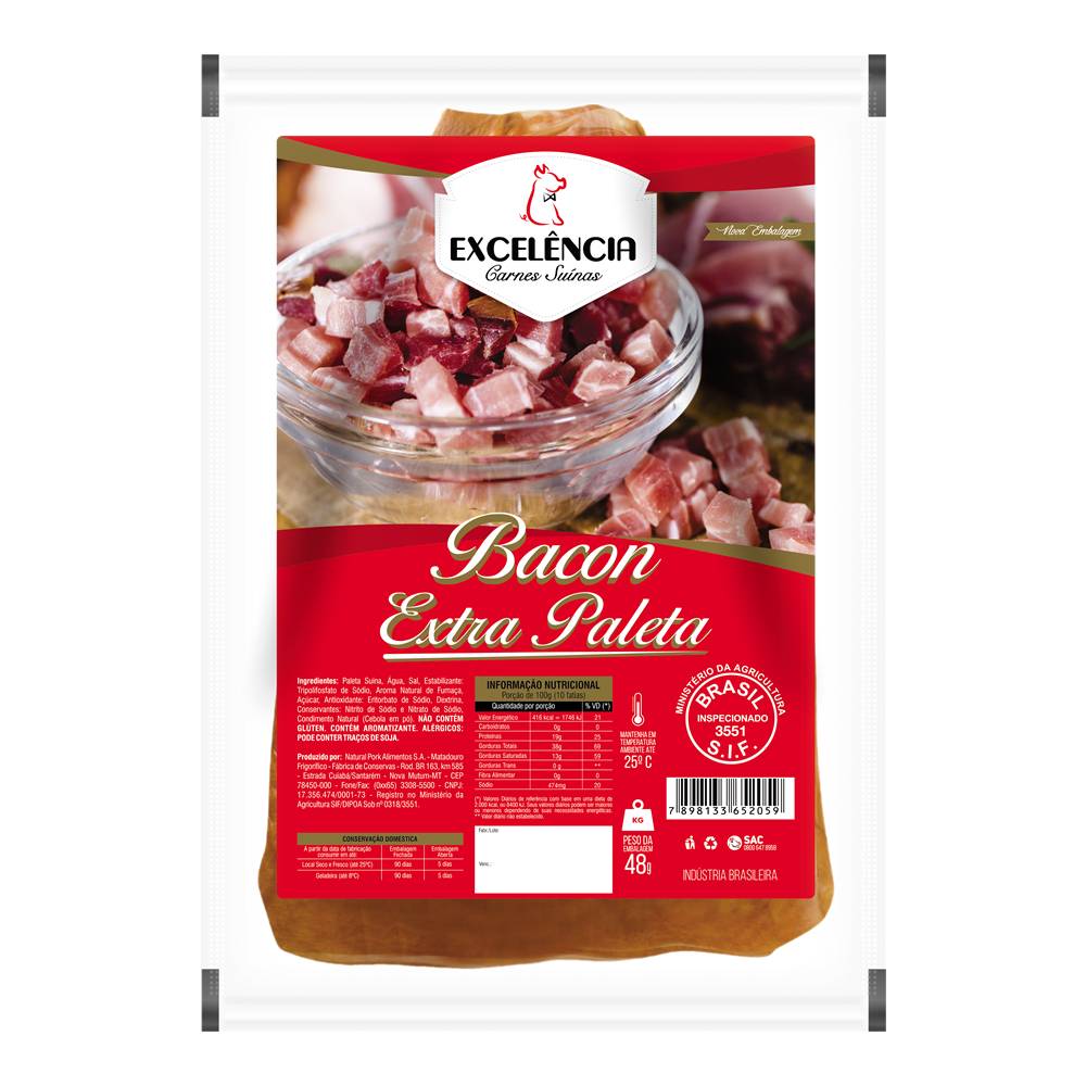 Excelência Bacon extra paleta (Embalagem: 2,700kg aprox)
