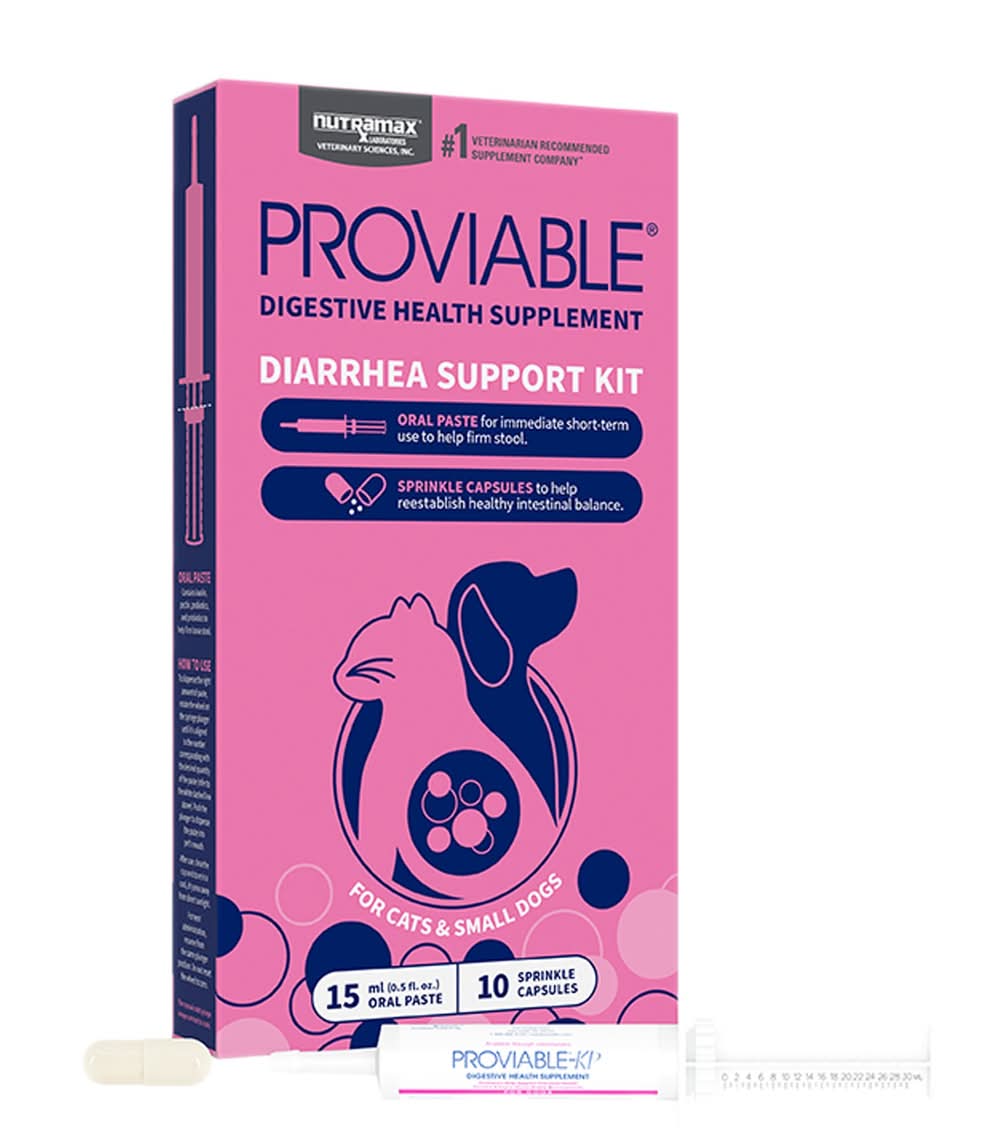 Nutramax Small Dog & Cat Proviable Probiotics & Prebiotics Digestive Kit, 15 ml Paste/10 Capsules