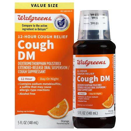Walgreens Cough Dm Dextromethorphan Polistirex Extended-Release Oral Suspension Orange