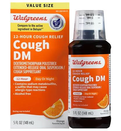 Walgreens Cough Dm Dextromethorphan Polistirex Extended-Release Oral Suspension Orange (5 fl oz)