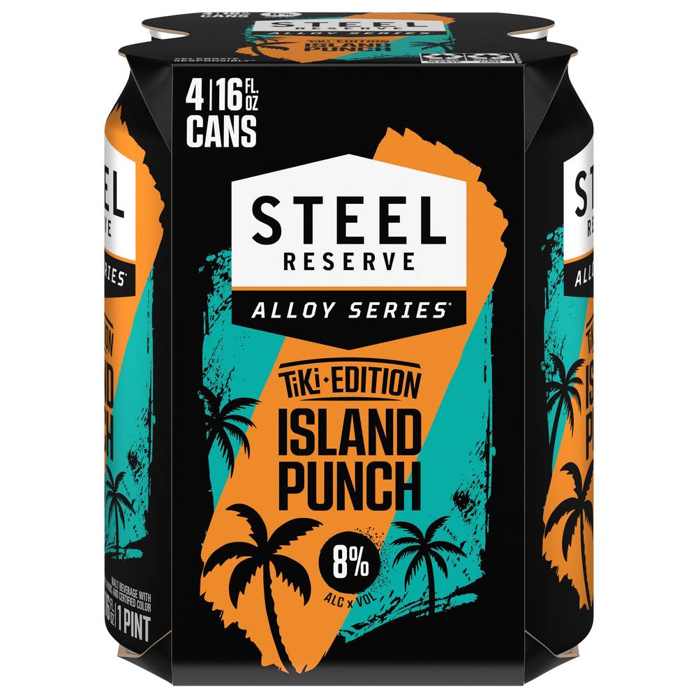 Steel Reserve Tiki Series Island Punch Malt Beverage Beer (4 pack, 4 fl oz)