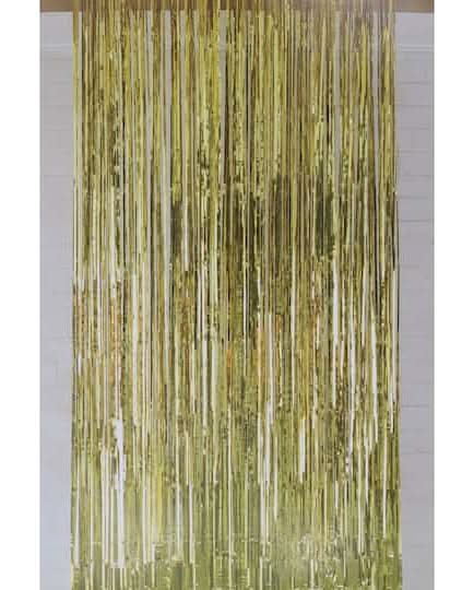 Celebrate It Tinsel Curtain, 3.2x6.5 ft, Gold