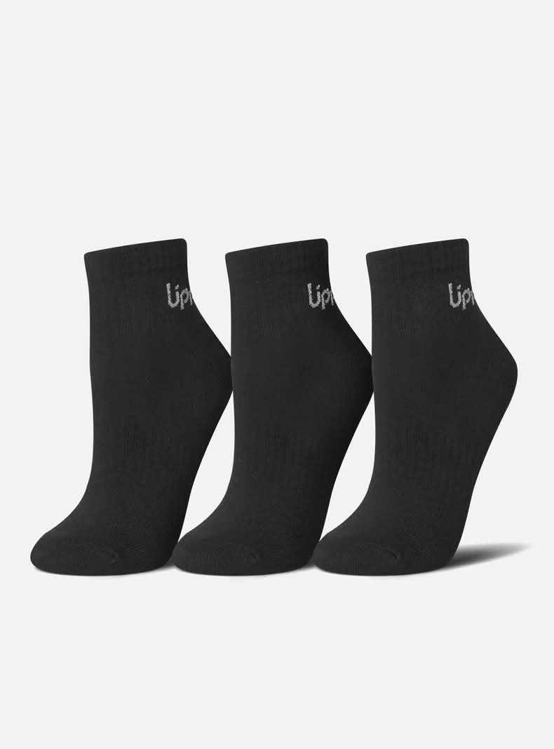 Lippi · Calcetines cortos con logo - M - Negro (3 un)