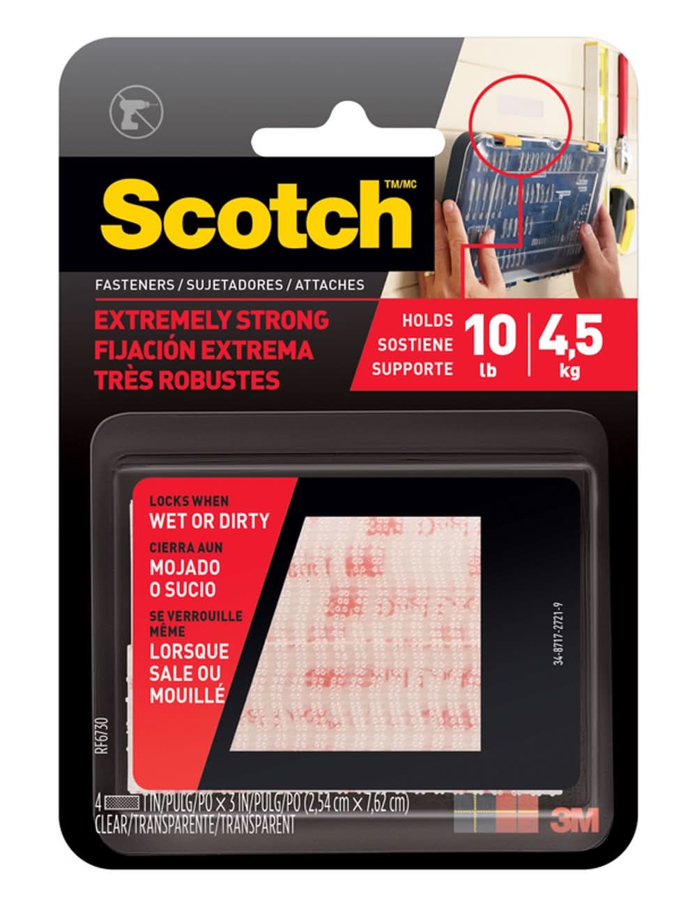 Scotch Small Foam Hook And Loop Fastener 3 In. L 2 Pk