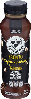 3 Corações bebida láctea uht capuccino 15g proteína power whey cafeína (260 ml)