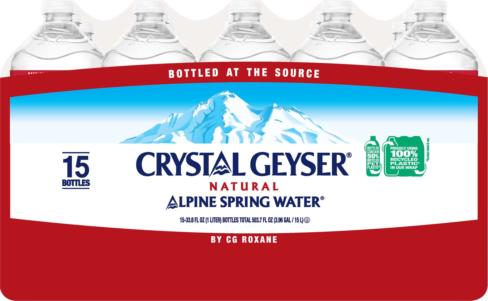 Crystal Geyser Natural Alpine Spring Water (15 x 33.58 fl oz)